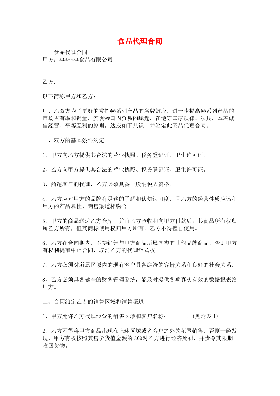 食品代理合同（國內貿易代理）的法律要點與實務指南